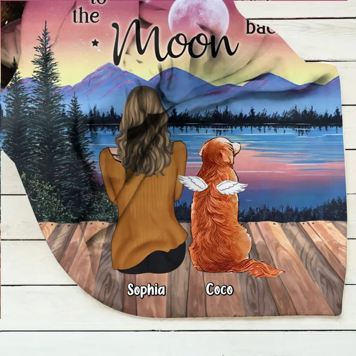 Personalized Pet Mom/Dad Quilt & Fleece Throw Blanket - Up to 3 Pets - Gift Idea For Dog/Cat/Rabbit Lover - I Love You To The Moon And Back