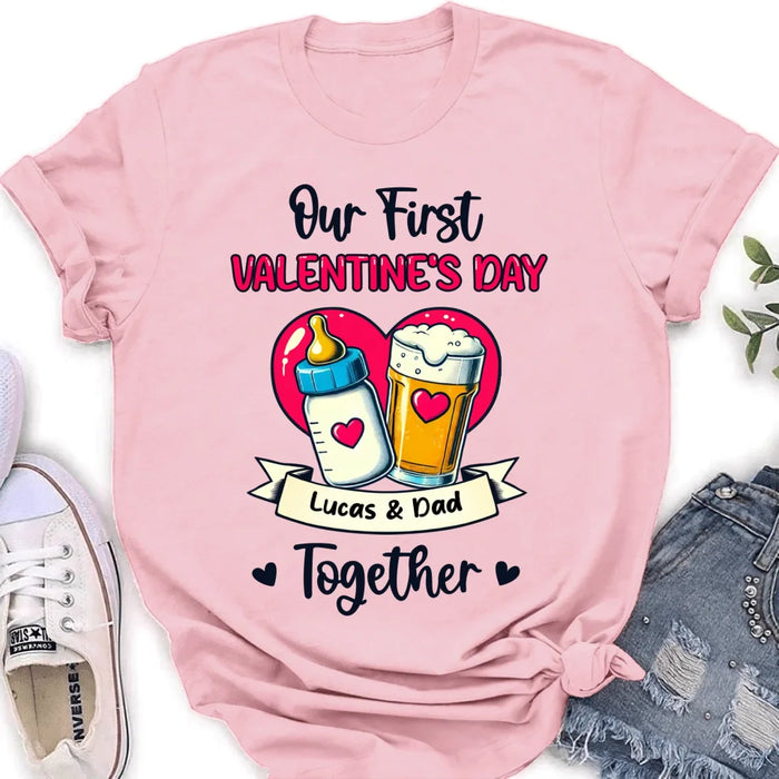 Custom Personalized Our First Valentine's Day T-Shirt/ Baby Onesie - Gift Idea For Dad/ Valentine's Day