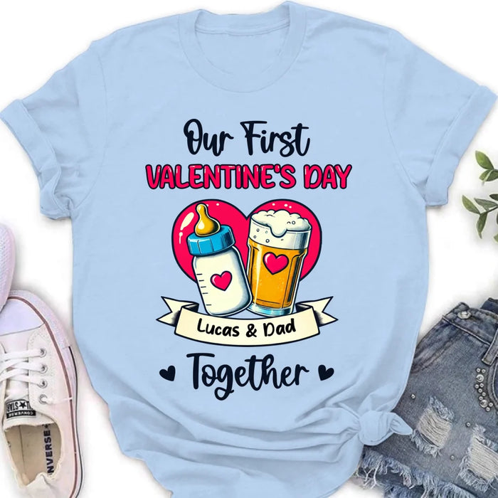 Custom Personalized Our First Valentine's Day T-Shirt/ Baby Onesie - Gift Idea For Dad/ Valentine's Day