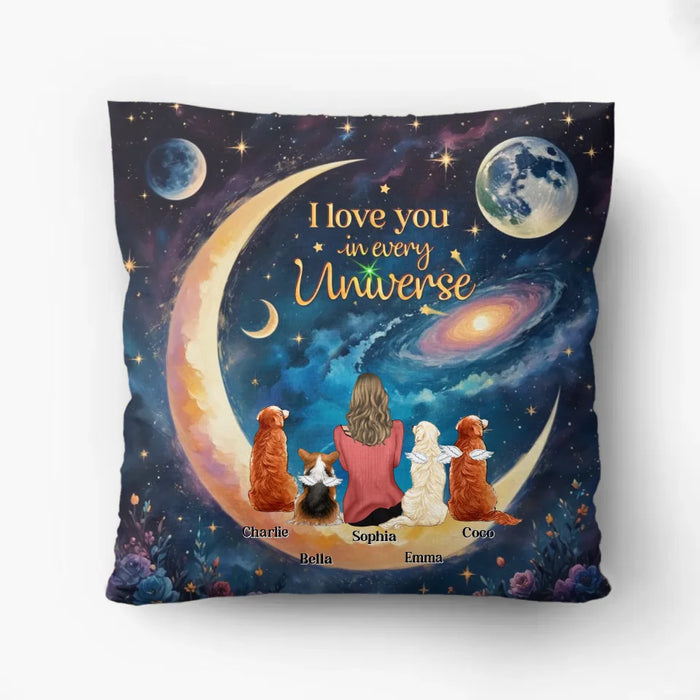 Personalized Pet Mom/Dad Pillow Cover - Upto 4 Pets - I Love You In Every Universe