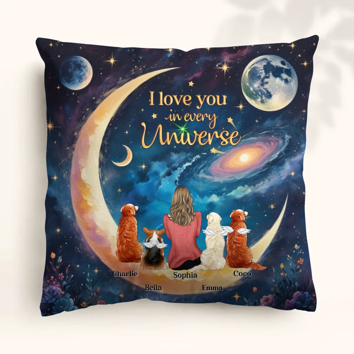 Personalized Pet Mom/Dad Pillow Cover - Upto 4 Pets - I Love You In Every Universe