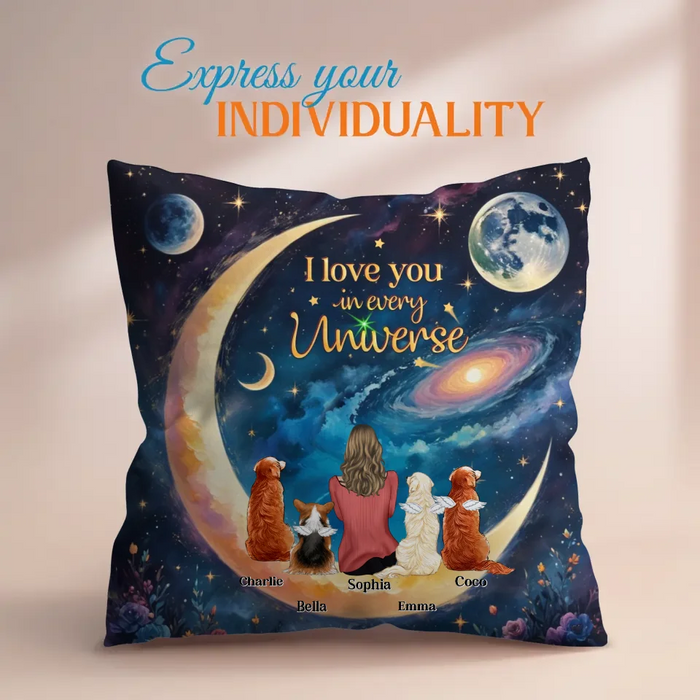 Personalized Pet Mom/Dad Pillow Cover - Upto 4 Pets - I Love You In Every Universe