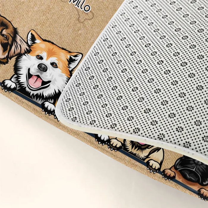 Personalized Dog Doormat - Gift Idea For Dog Lovers - Up to 7 Dogs - The Paws Make The Laws The Human Just Live Here