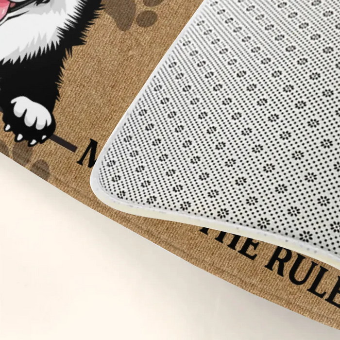 Custom Personalized Dog Doormat - Gift Idea For Dog Lover - Dog Makes The Rules