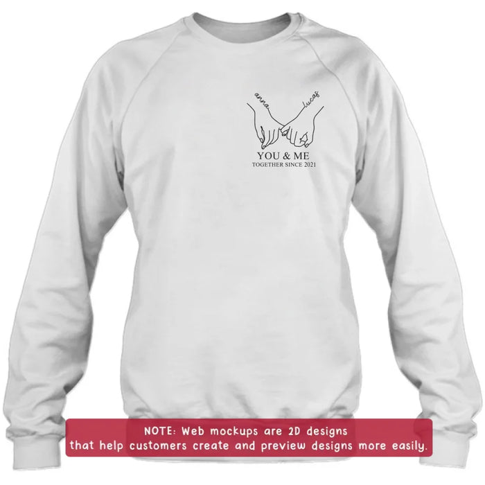 Custom Personalized Couple Embroidered T-shirt/ Sweater/ Hoodie - You & Me Together Since