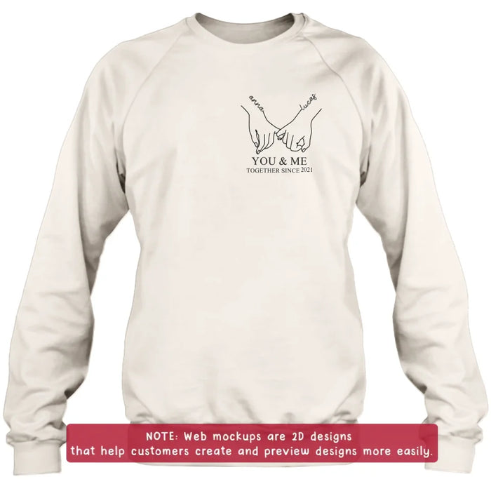 Custom Personalized Couple Embroidered T-shirt/ Sweater/ Hoodie - You & Me Together Since