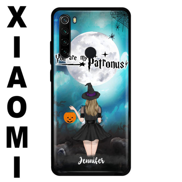Custom Personalized Halloween Phone Case - Up to 3 Girls and 2 Cats - You Are My Patronus - Wiccan Decor/Pagan Decor