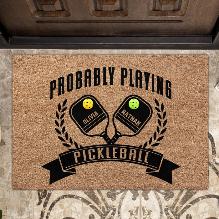 Custom Personalized Pickleball Couple Doormat - Valentine's Day Gift Idea For Couple