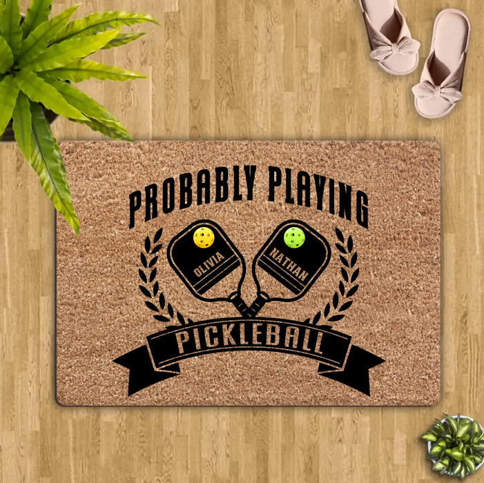 Custom Personalized Pickleball Couple Doormat - Valentine's Day Gift Idea For Couple