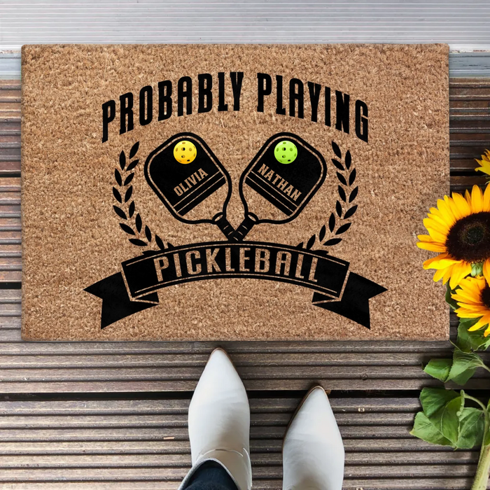 Custom Personalized Pickleball Couple Doormat - Valentine's Day Gift Idea For Couple