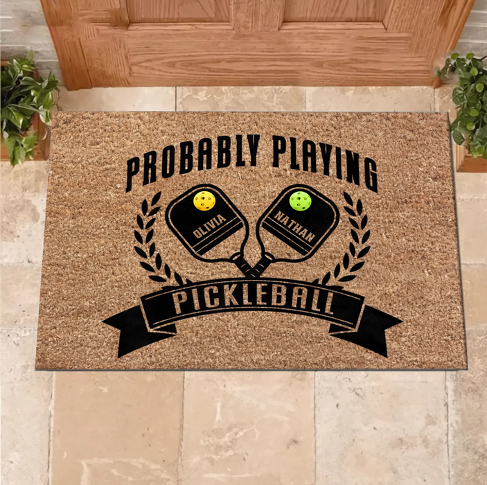 Custom Personalized Pickleball Couple Doormat - Valentine's Day Gift Idea For Couple