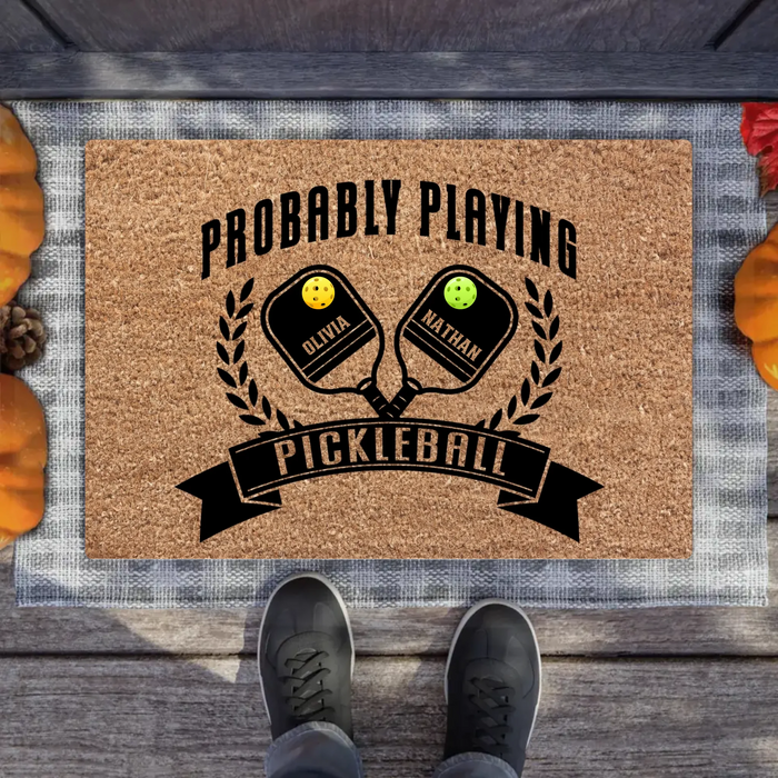 Custom Personalized Pickleball Couple Doormat - Valentine's Day Gift Idea For Couple