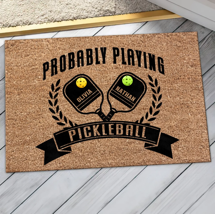 Custom Personalized Pickleball Couple Doormat - Valentine's Day Gift Idea For Couple