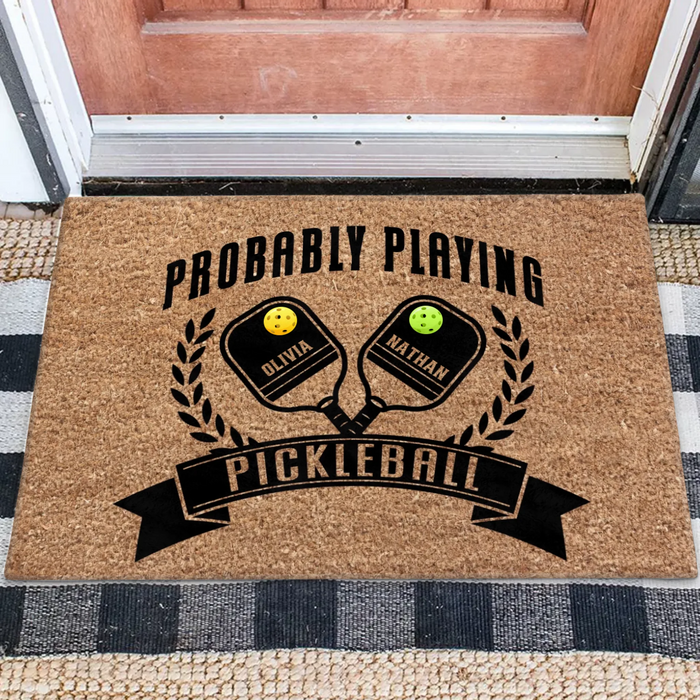 Custom Personalized Pickleball Couple Doormat - Valentine's Day Gift Idea For Couple