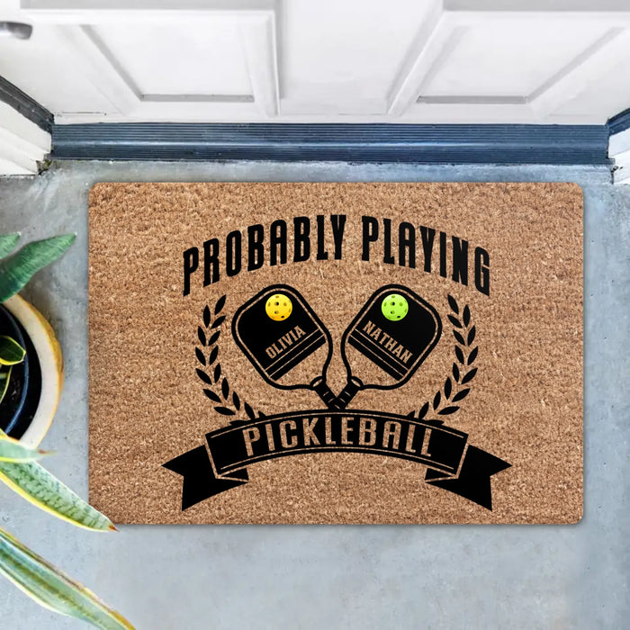 Custom Personalized Pickleball Couple Doormat - Valentine's Day Gift Idea For Couple