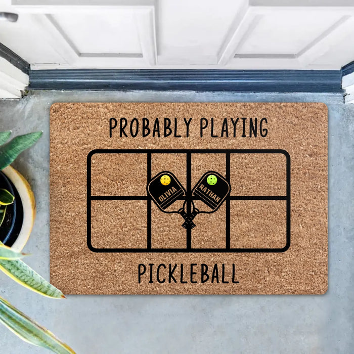 Custom Personalized Pickleball Doormat - Playing Pickleball Court Anniversary Housewarming Gift
