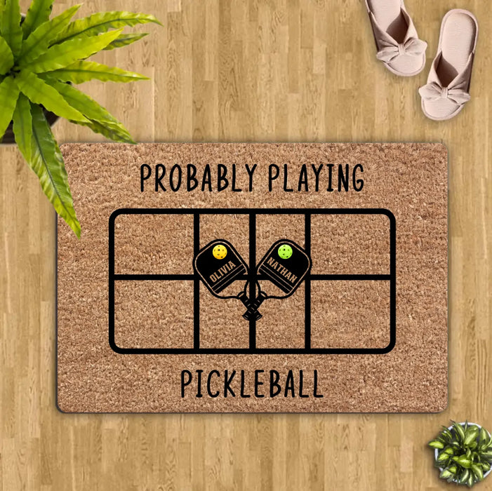 Custom Personalized Pickleball Doormat - Playing Pickleball Court Anniversary Housewarming Gift