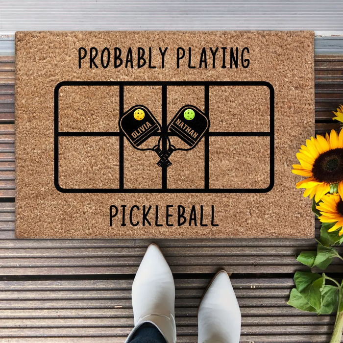Custom Personalized Pickleball Doormat - Playing Pickleball Court Anniversary Housewarming Gift