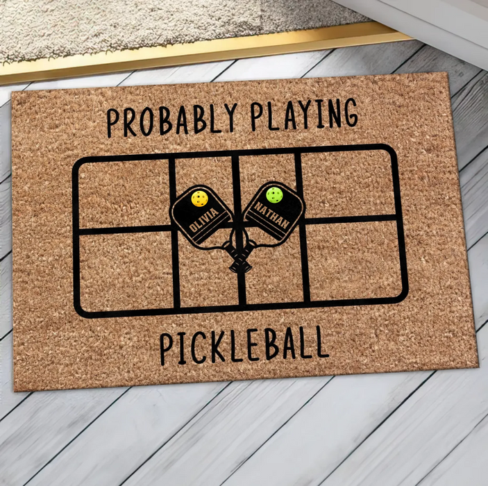 Custom Personalized Pickleball Doormat - Playing Pickleball Court Anniversary Housewarming Gift