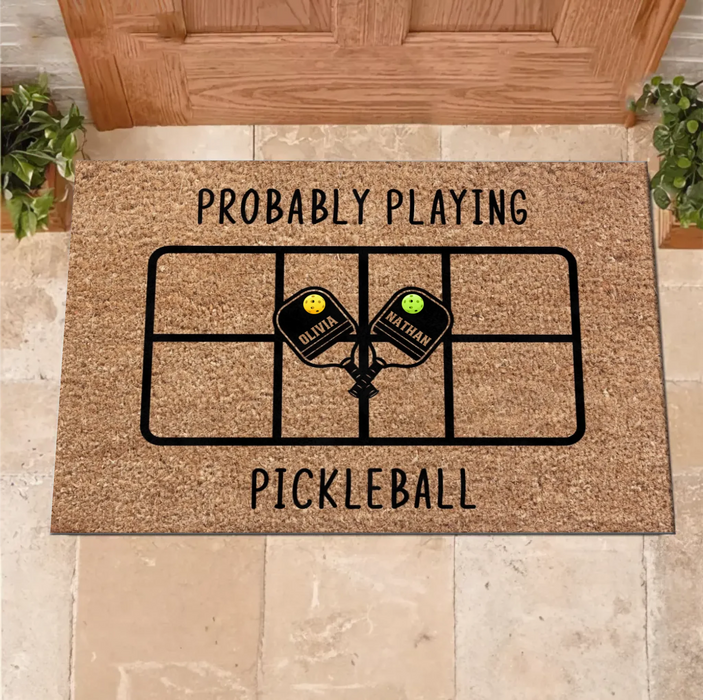 Custom Personalized Pickleball Doormat - Playing Pickleball Court Anniversary Housewarming Gift
