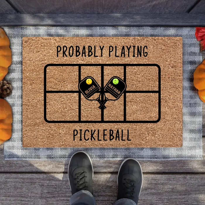 Custom Personalized Pickleball Doormat - Playing Pickleball Court Anniversary Housewarming Gift