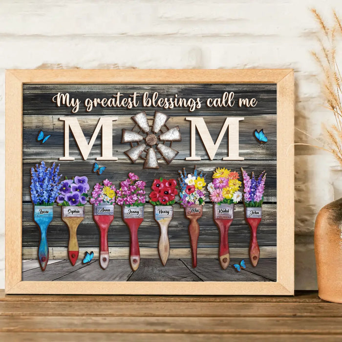 Custom Personalized Home Poster - Gift Idea For Mom/ Grandma with up to 8 Kids - My Greatest Blessings Called Me Mom