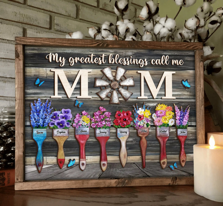 Custom Personalized Home Poster - Gift Idea For Mom/ Grandma with up to 8 Kids - My Greatest Blessings Called Me Mom