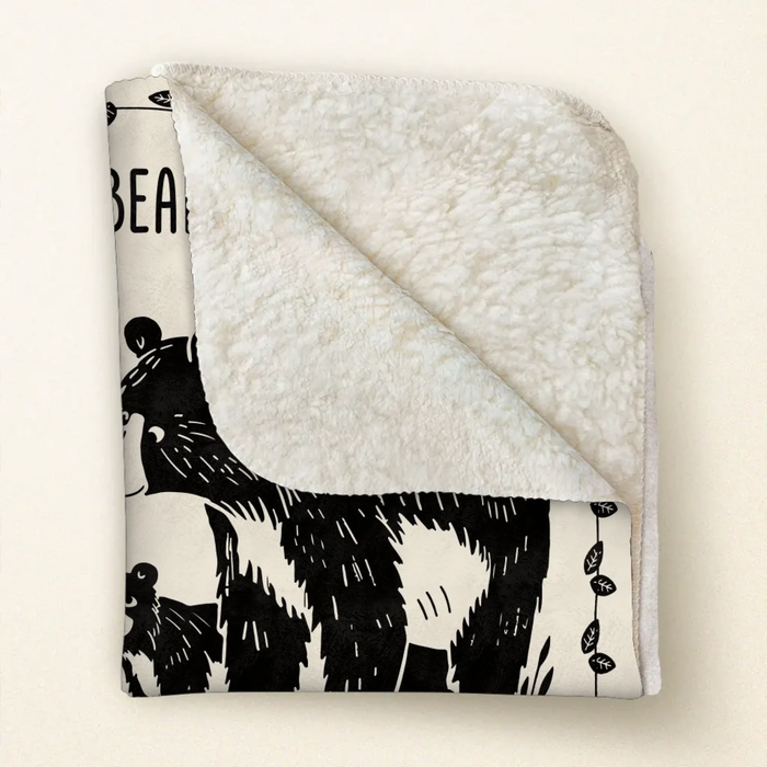 Personalized Mama Bear Fleece Throw Blanket & Quilt - Up to 7 Kids - Mother's Day Gift Idea For Grandma/Mom