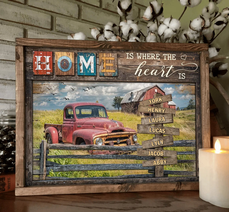 Custom Personalized Family Poster - Gift Idea For Family/ Parents with up to 7 Members - Home Is Where The Heart Is