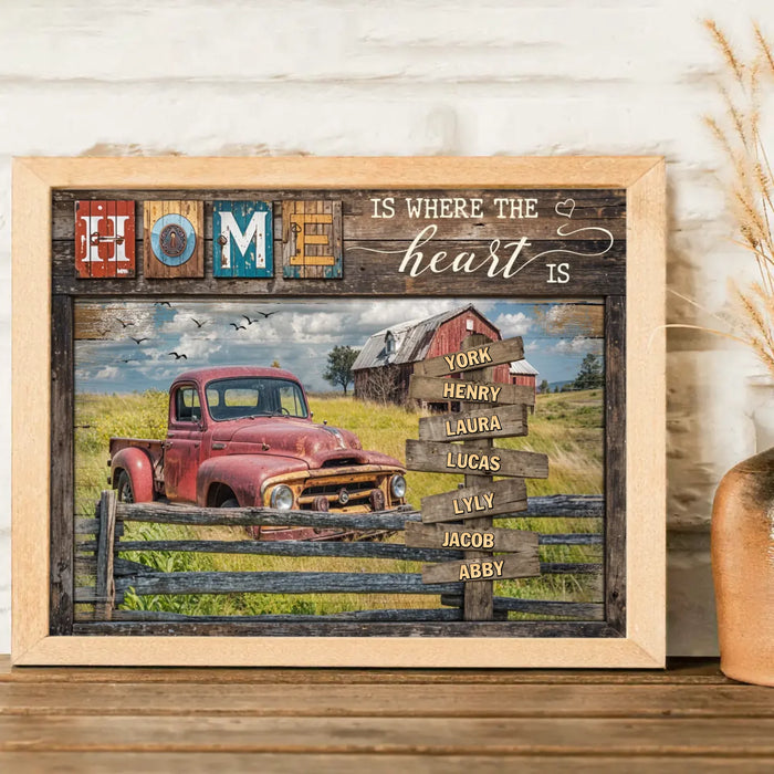Custom Personalized Family Poster - Gift Idea For Family/ Parents with up to 7 Members - Home Is Where The Heart Is