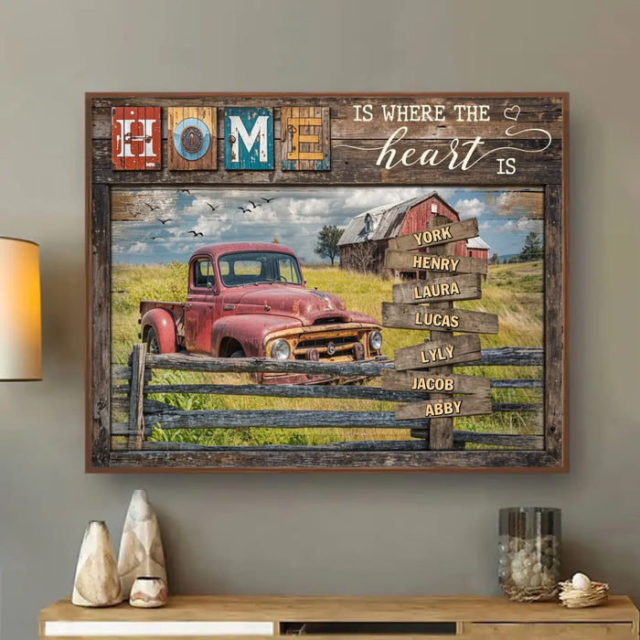 Custom Personalized Family Poster - Gift Idea For Family/ Parents with up to 7 Members - Home Is Where The Heart Is