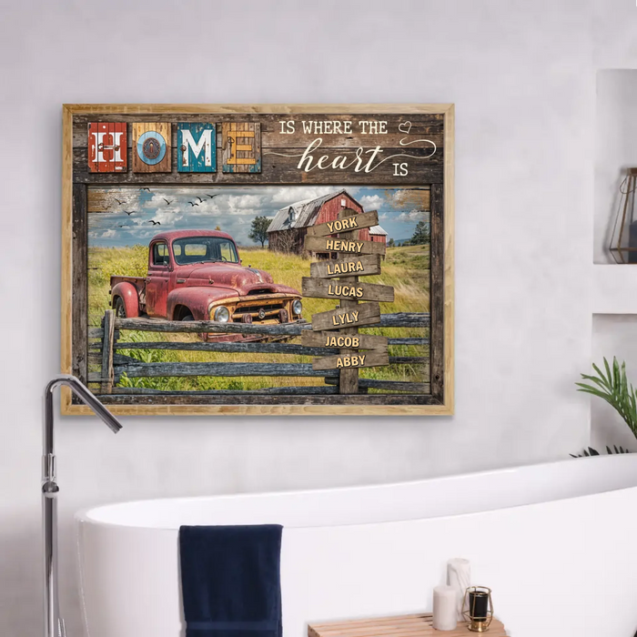Custom Personalized Family Poster - Gift Idea For Family/ Parents with up to 7 Members - Home Is Where The Heart Is