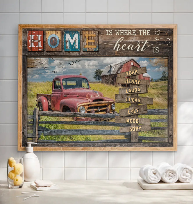 Custom Personalized Family Poster - Gift Idea For Family/ Parents with up to 7 Members - Home Is Where The Heart Is