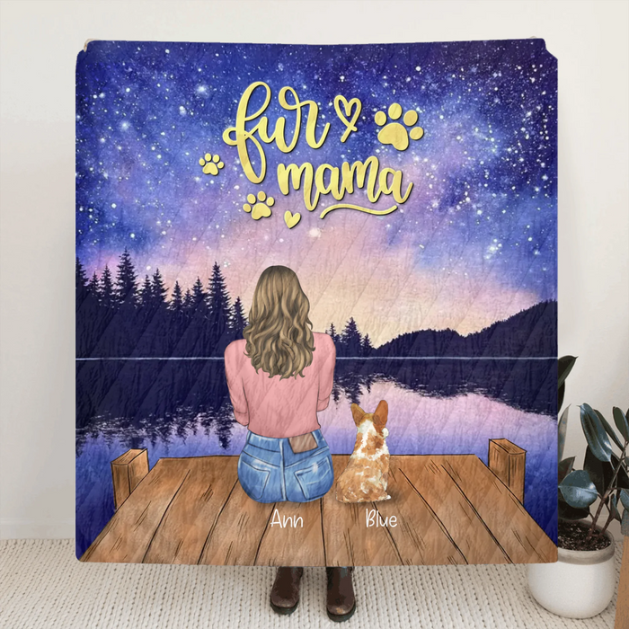 Personalized Pet Mom Quilt/Fleece Blanket - Gift For Pets Lover With Up to 4 Pets - Fur Mama