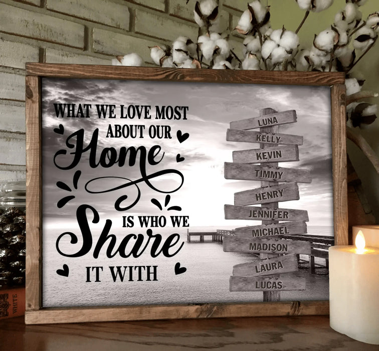 Custom Personalized Family Poster - Gift Idea For Family/ Parents with up to 10 Members - What We Love Most About Our Home Is Who We Share It With