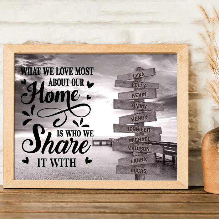 Custom Personalized Family Poster - Gift Idea For Family/ Parents with up to 10 Members - What We Love Most About Our Home Is Who We Share It With