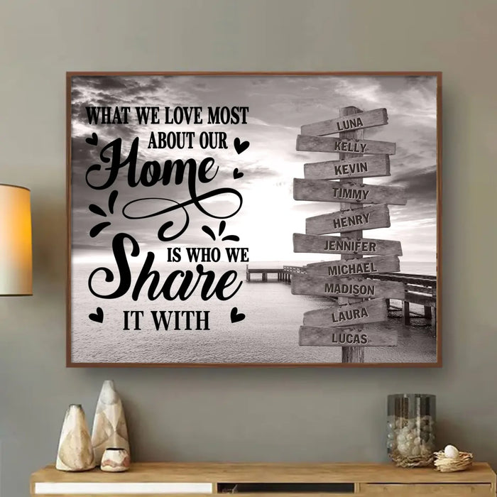 Custom Personalized Family Poster - Gift Idea For Family/ Parents with up to 10 Members - What We Love Most About Our Home Is Who We Share It With