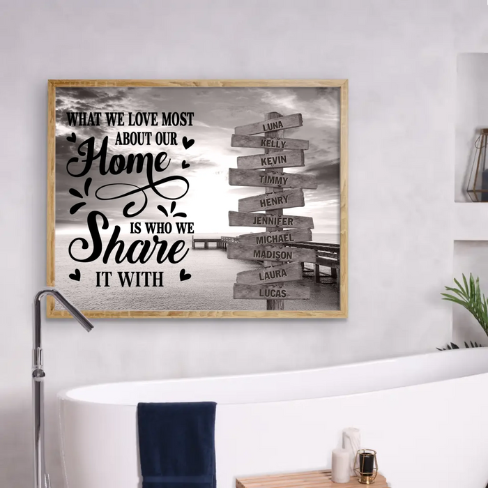Custom Personalized Family Poster - Gift Idea For Family/ Parents with up to 10 Members - What We Love Most About Our Home Is Who We Share It With