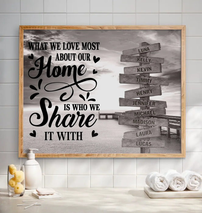 Custom Personalized Family Poster - Gift Idea For Family/ Parents with up to 10 Members - What We Love Most About Our Home Is Who We Share It With