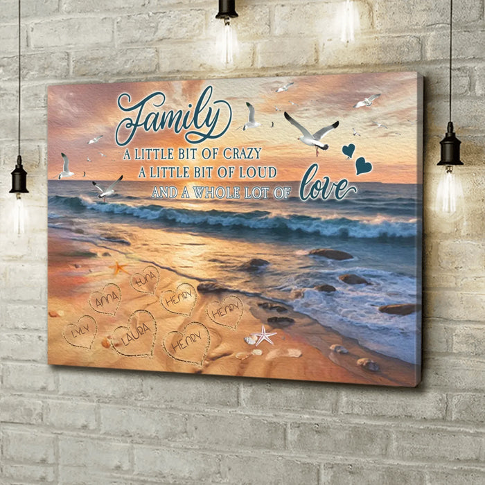 Custom Personalized Family Canvas - Gift Idea For Family With Up To 7 Members - Family A Whole Lot Of Love