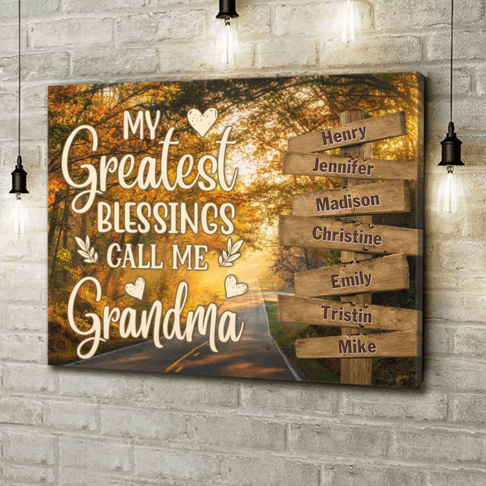 Personalized Grandma & Grandkids Canvas - Gift Idea For Grandma/ Grandkid
