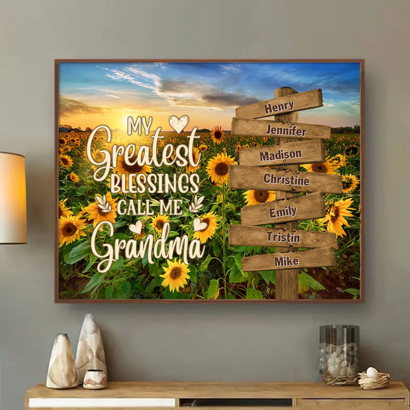 Personalized Grandma & Grandkids Poster - Gift Idea For Grandma/ Grandkid - My Greatest Blessings Call Me Grandma