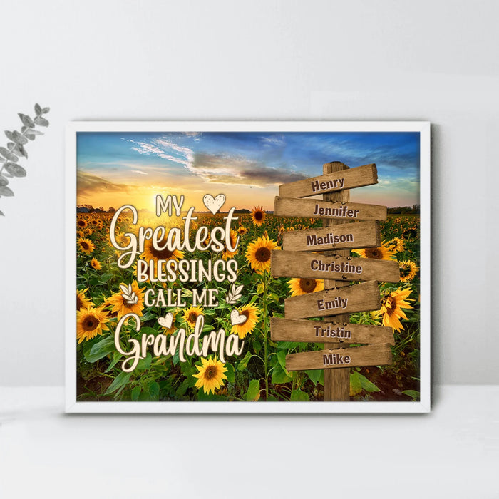 Personalized Grandma & Grandkids Poster - Gift Idea For Grandma/ Grandkid - My Greatest Blessings Call Me Grandma