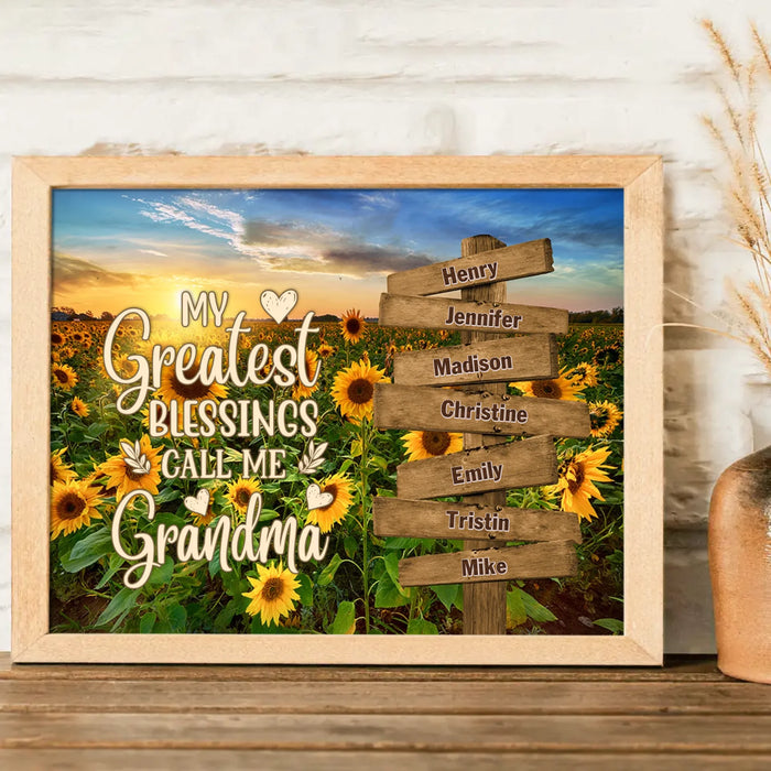 Personalized Grandma & Grandkids Poster - Gift Idea For Grandma/ Grandkid - My Greatest Blessings Call Me Grandma