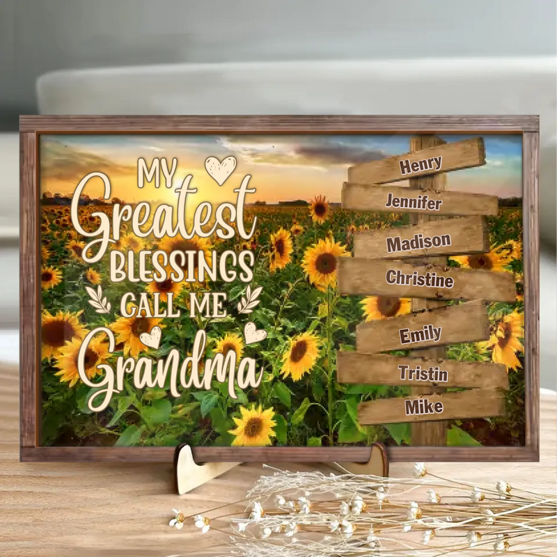 Custom Grandma & Grandkids Wooden Art - Gift Idea For Grandma/ Grandkid - My Greatest Blessings Call Me Grandma