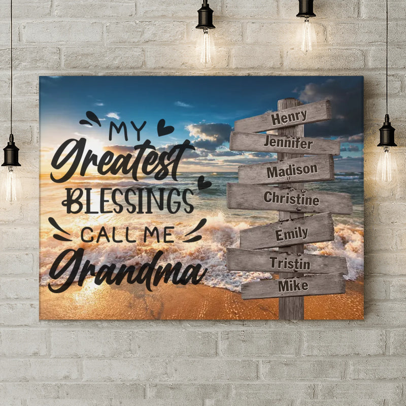 Custom Grandma & Grandkids Canvas - Gift Idea For Grandma/ Grandkid - My Greatest Blessings Call Me Grandma
