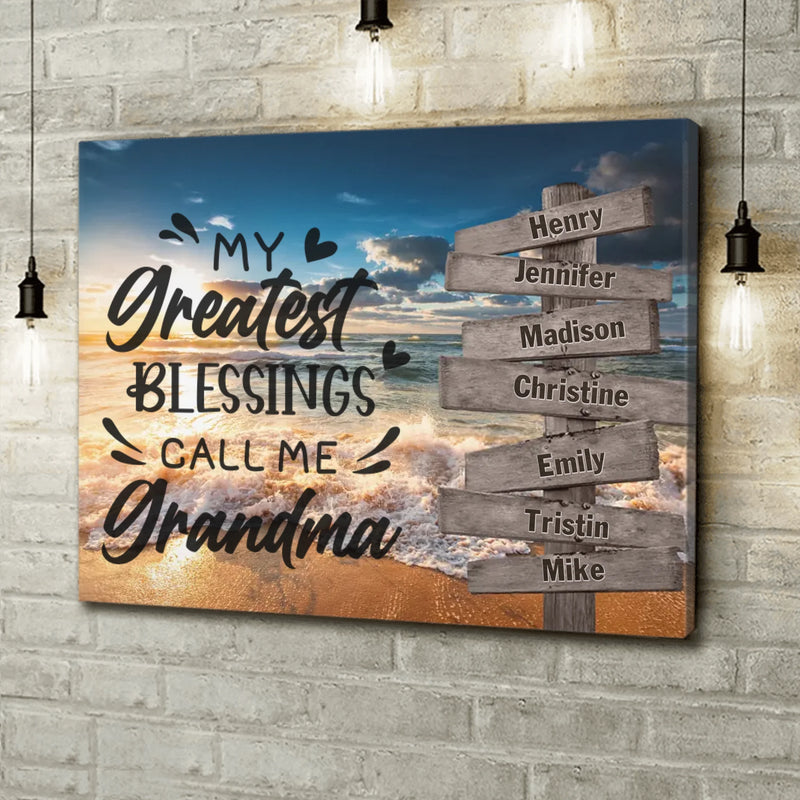 Custom Grandma & Grandkids Canvas - Gift Idea For Grandma/ Grandkid - My Greatest Blessings Call Me Grandma