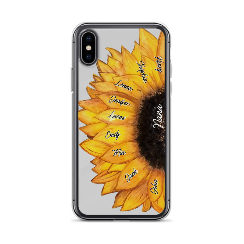Personalized Sunflower Grandma Phone Case - Up to 9 Kids - Mother's Day Gift Idea for Mom/Grandma