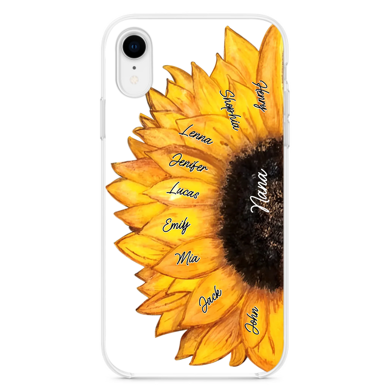 Personalized Sunflower Grandma Phone Case - Up to 9 Kids - Mother's Day Gift Idea for Mom/Grandma