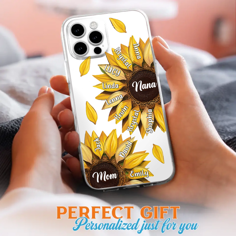 Personalized Sunflower Grandma Phone Case - Up to 11 Kids - Mother's Day Gift Idea for Mom/Grandma -  Case For iPhone/Samsung